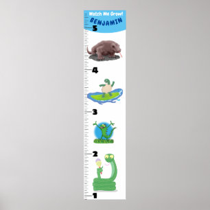 Niedliche lustige Reptilien Tiere Cartoon Wachstum Poster