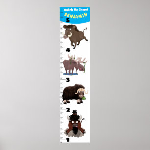 Niedliche lustige Tiere Cartoon Wachstumstabelle Poster