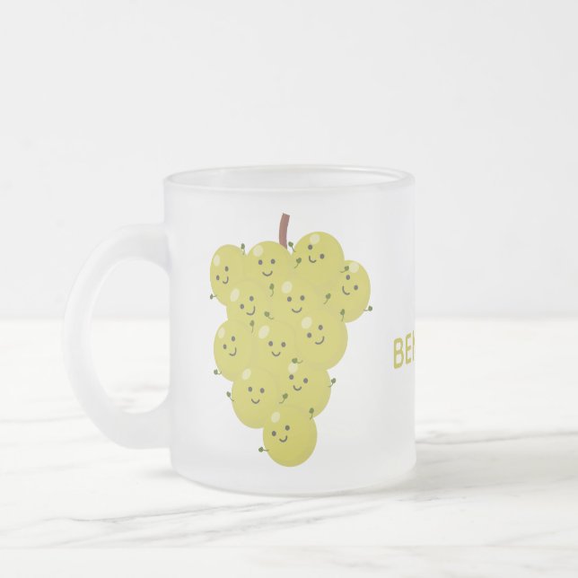 Niedliche, lustige Trauben-Cartoon-Illustration Mattglastasse (Links)