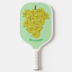 Niedliche, lustige Trauben-Cartoon-Illustration Pickleball Schläger