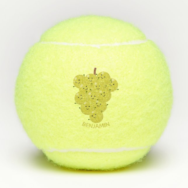 Niedliche, lustige Trauben-Cartoon-Illustration Tennisbälle (Vorderseite)