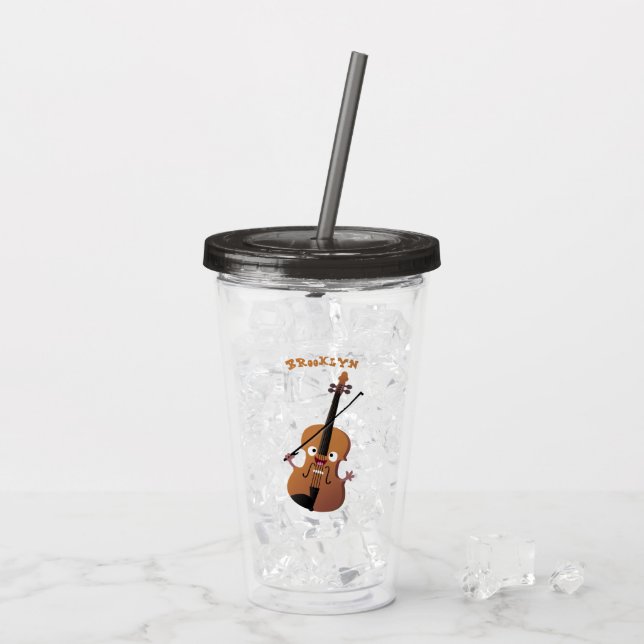 Niedliche lustige Violinmusikfigur Acryltrinkbecher (Rückseite Ice)