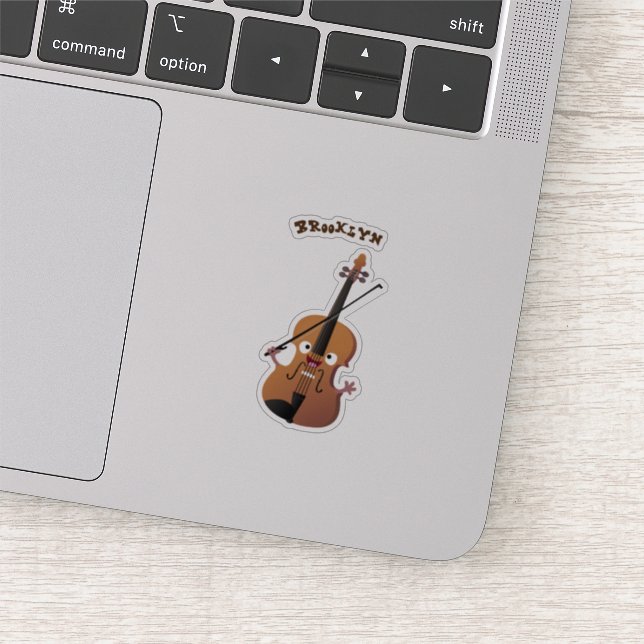 Niedliche lustige Violinmusikfigur Aufkleber (Ausschnitt)