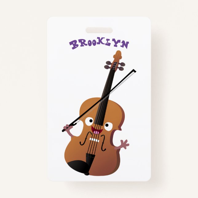 Niedliche lustige Violinmusikfigur Ausweis (Vorderseite)
