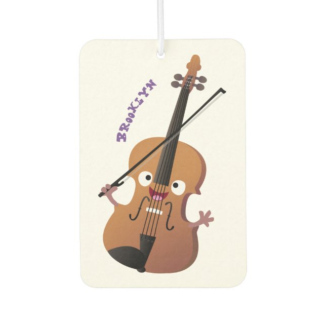 Niedliche lustige Violinmusikfigur Autolufterfrischer (Vorderseite)