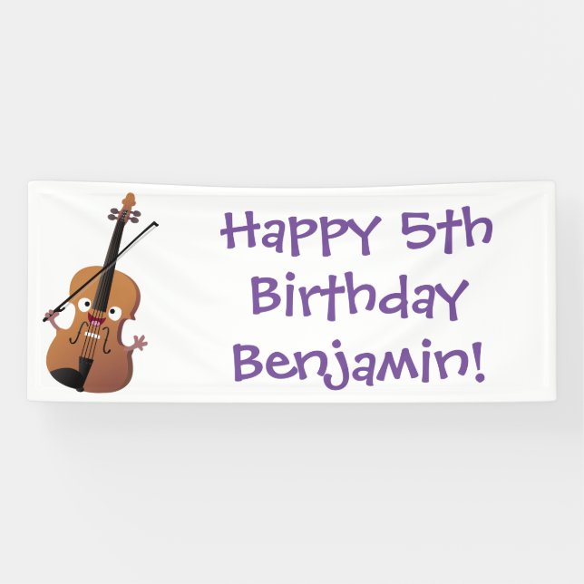 Niedliche lustige Violinmusikfigur Banner (Horizontal)