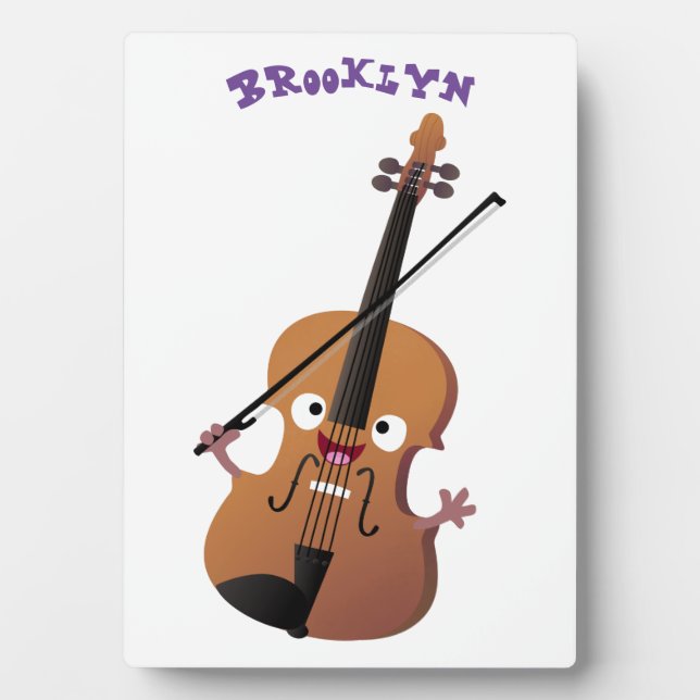 Niedliche lustige Violinmusikfigur Fotoplatte (Vorderseite)