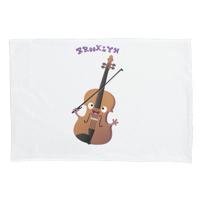 Niedliche lustige Violinmusikfigur Kissenbezug (Vorderseite)