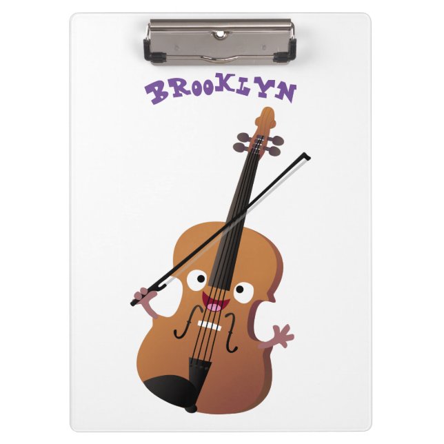 Niedliche lustige Violinmusikfigur Klemmbrett (Vorderseite)