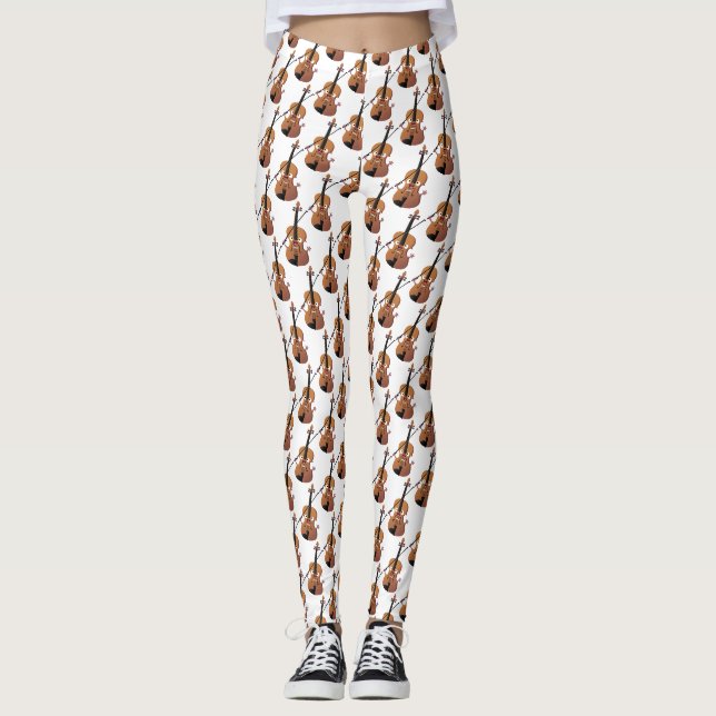 Niedliche lustige Violinmusikfigur Leggings (Vorderseite)