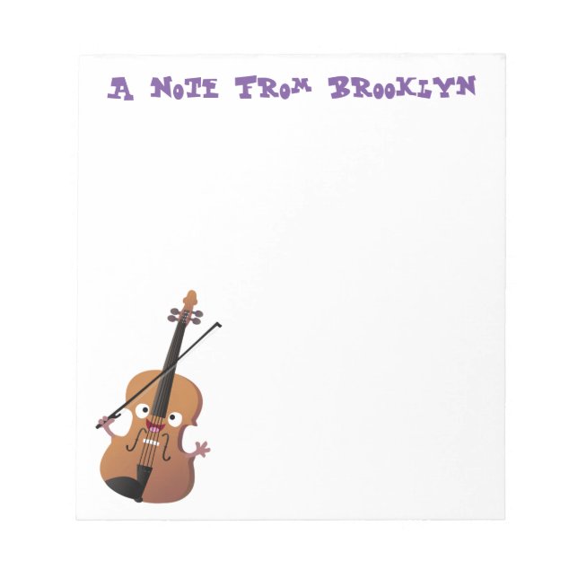 Niedliche lustige Violinmusikfigur  Notizblock (Vorderseite)