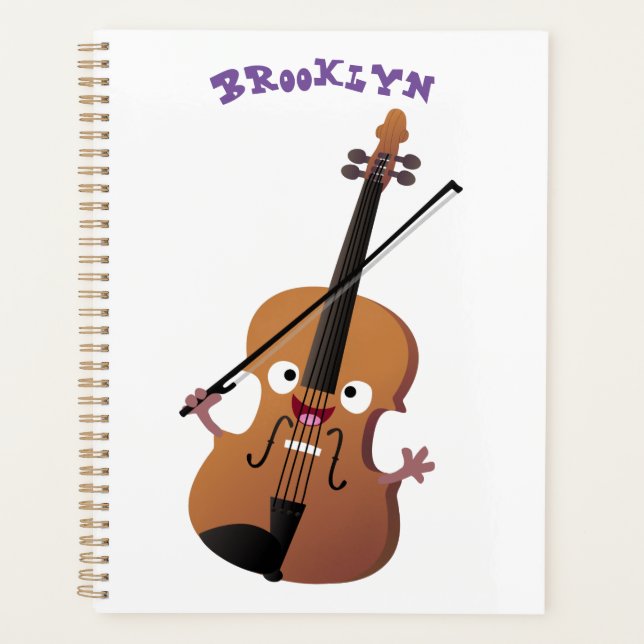 Niedliche lustige Violinmusikfigur Planer (Vorderseite)