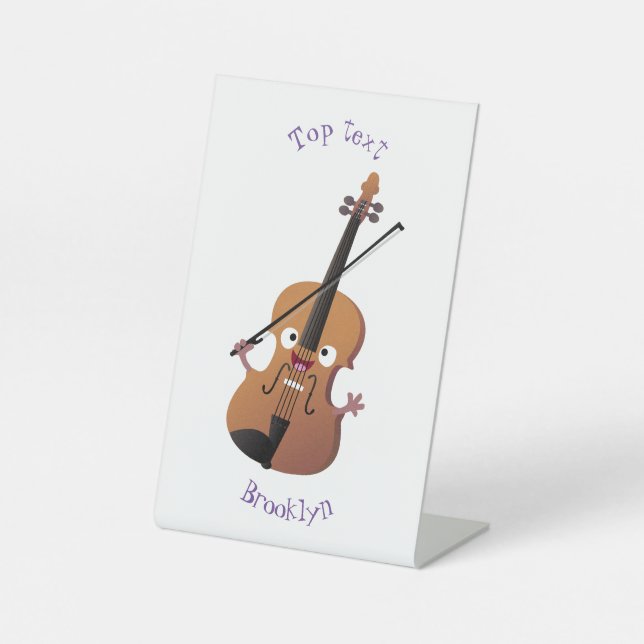 Niedliche lustige Violinmusikfigur Sockelschild (Vorderseite)