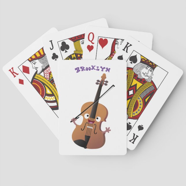 Niedliche lustige Violinmusikfigur Spielkarten (Rückseite)