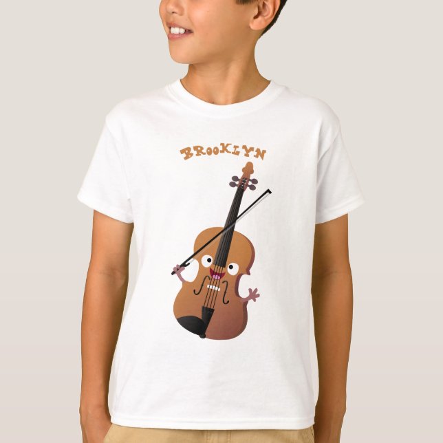 Niedliche lustige Violinmusikfigur T-Shirt (Vorderseite)