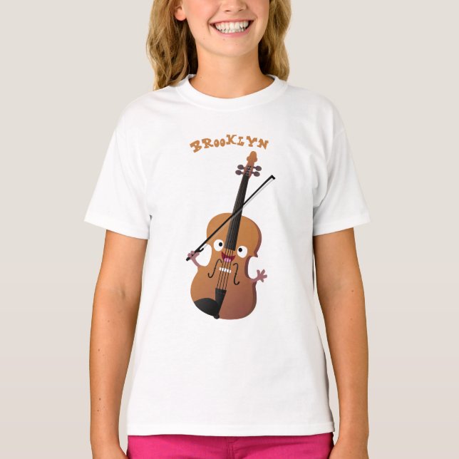 Niedliche lustige Violinmusikfigur T-Shirt (Vorderseite)