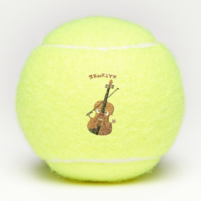 Niedliche lustige Violinmusikfigur Tennisbälle (Vorderseite)
