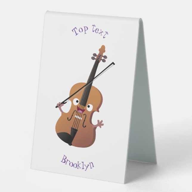 Niedliche lustige Violinmusikfigur Tischaufsteller (Vorderseite)