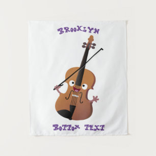 Niedliche lustige Violinmusikfigur Wandteppich