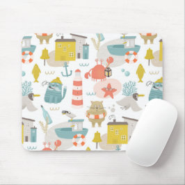 Niedliche lustige Wassertiere. Meeresmuster Mousepad