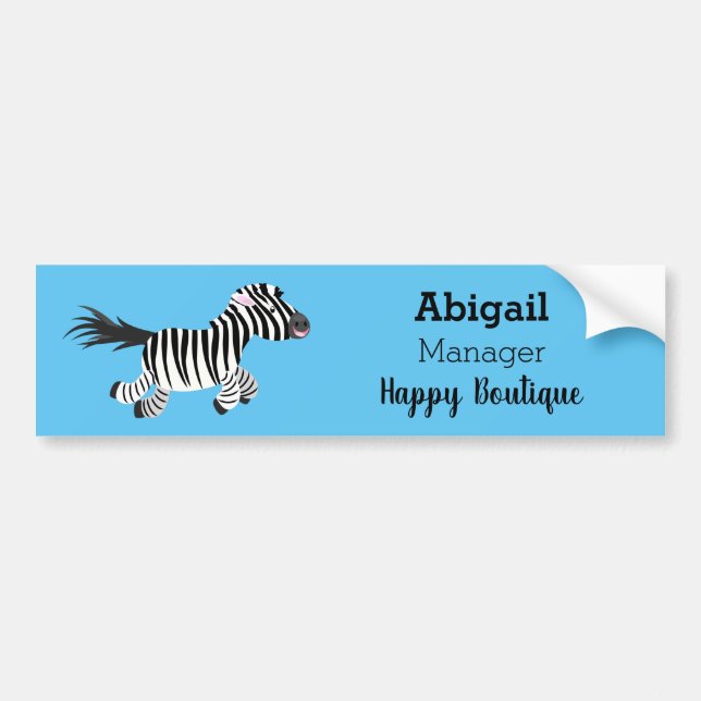 Niedliche lustige Zebra-Cartoon-Illustration Autoaufkleber (Vorne)