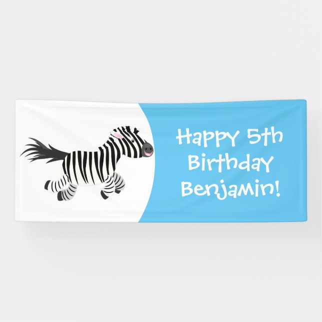 Niedliche lustige Zebra-Cartoon-Illustration Banner (Horizontal)