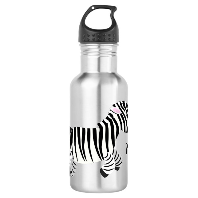 Niedliche lustige Zebra-Cartoon-Illustration Edelstahlflasche (Vorderseite)