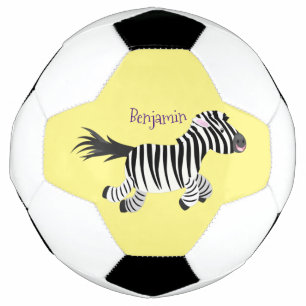 Niedliche lustige Zebra-Cartoon-Illustration Fußball