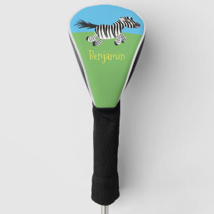 Niedliche lustige Zebra-Cartoon-Illustration Golf Headcover