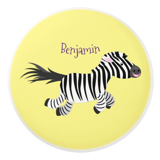 Niedliche lustige Zebra-Cartoon-Illustration Keramikknauf (Vorderseite)