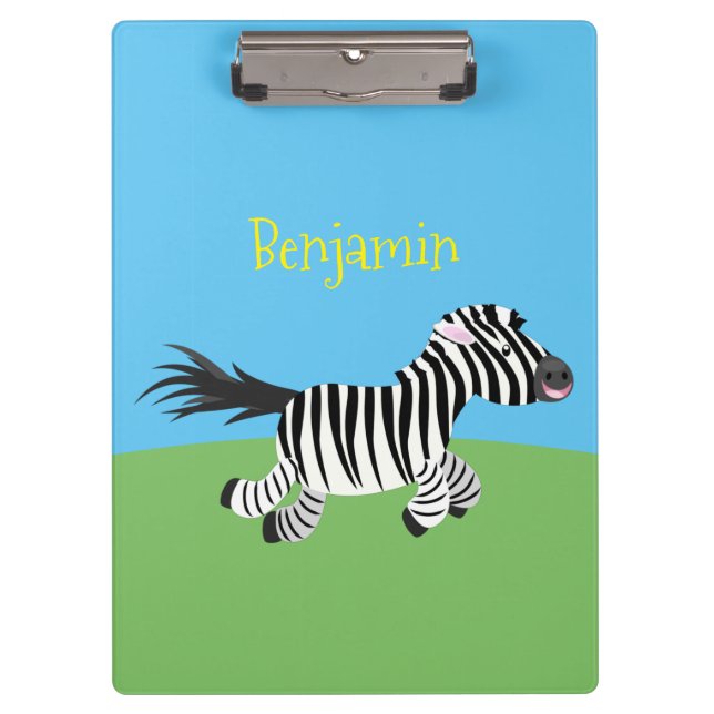 Niedliche lustige Zebra-Cartoon-Illustration Klemmbrett (Vorderseite)