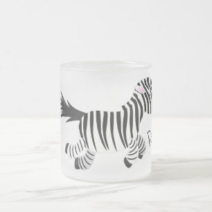 Niedliche lustige Zebra-Cartoon-Illustration Mattglastasse