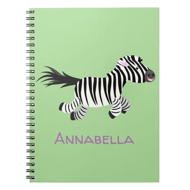 Niedliche lustige Zebra-Cartoon-Illustration Notizblock (Vorderseite)