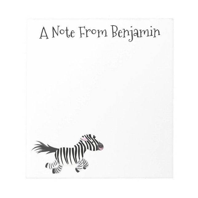 Niedliche lustige Zebra-Cartoon-Illustration Notizblock (Vorderseite)