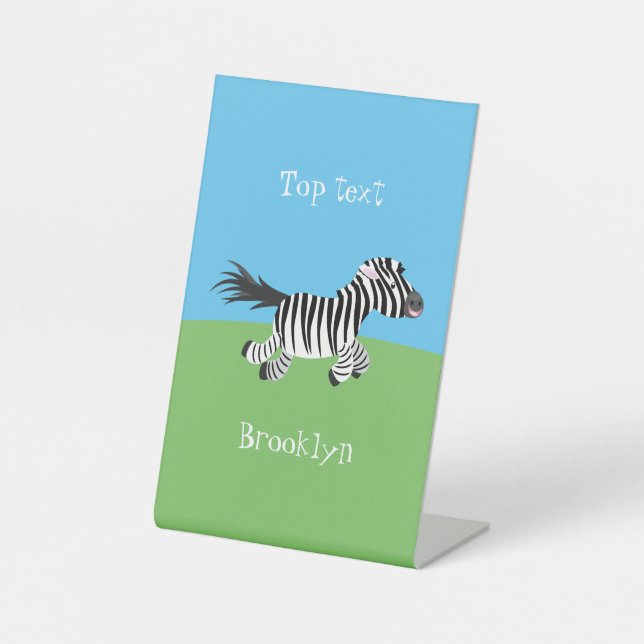 Niedliche lustige Zebra-Cartoon-Illustration Sockelschild (Vorderseite)
