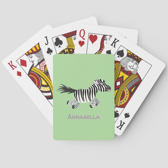Niedliche lustige Zebra-Cartoon-Illustration Spielkarten (Rückseite)