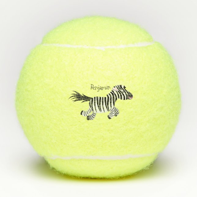 Niedliche lustige Zebra-Cartoon-Illustration Tennisbälle (Vorderseite)