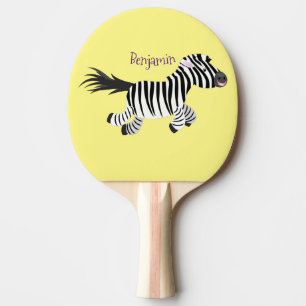 Niedliche lustige Zebra-Cartoon-Illustration Tischtennis Schläger