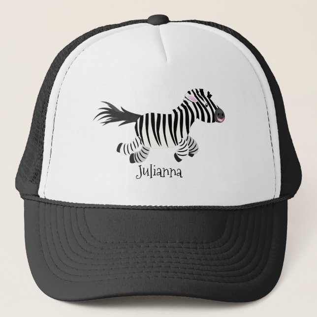 Niedliche lustige Zebra-Cartoon-Illustration Truckerkappe (Vorderseite)