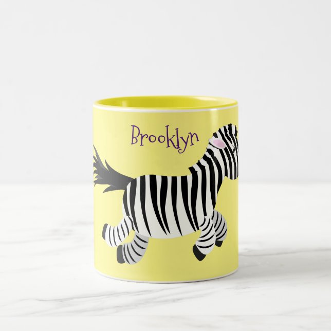 Niedliche lustige Zebra-Cartoon-Illustration Zweifarbige Tasse (Mittel)