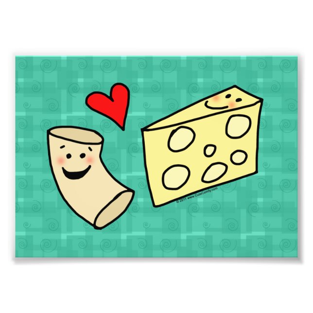 Niedliche Macaroni Lieben Käse Kunst Printwerbung Fotodruck (Vorne)