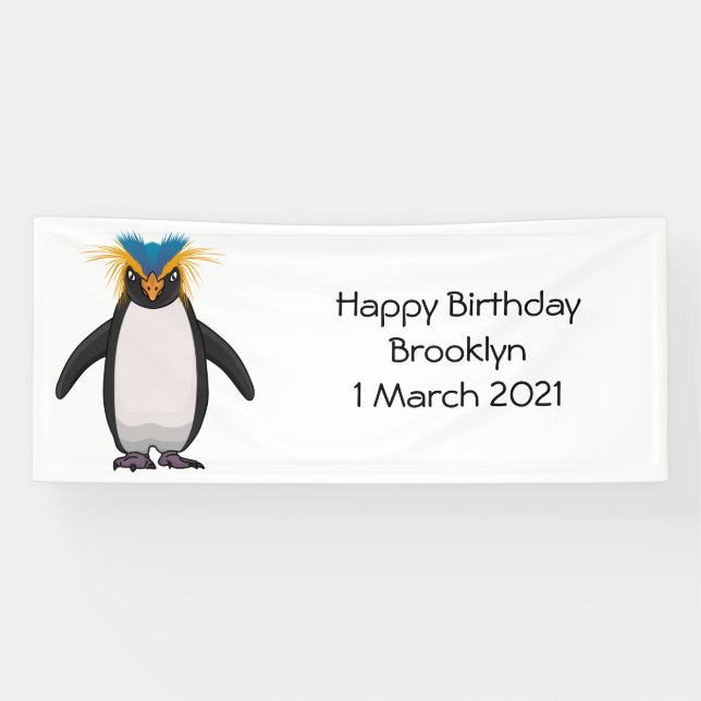 Niedliche Macaroni-Pinguin-Cartoon-Abbildung Banner (Horizontal)