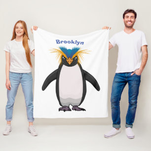 Niedliche Macaroni-Pinguin-Cartoon-Abbildung Fleecedecke