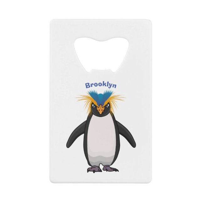 Niedliche Macaroni-Pinguin-Cartoon-Abbildung Geldbeutel Flaschenöffner (Vorderseite)