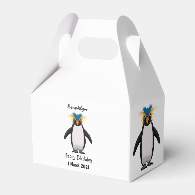 Niedliche Macaroni-Pinguin-Cartoon-Abbildung Geschenkschachtel (Vorderseite)