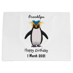 Niedliche Macaroni-Pinguin-Cartoon-Abbildung Große Geschenktüte