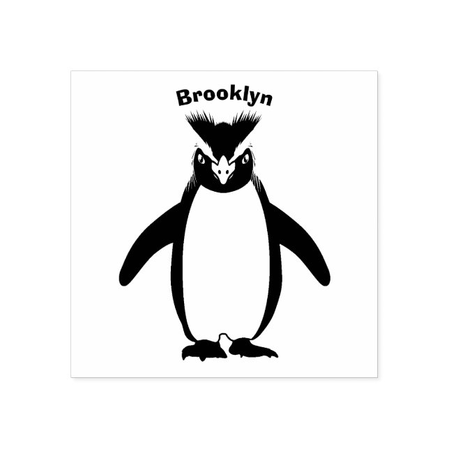 Niedliche Macaroni-Pinguin-Cartoon-Abbildung Gummistempel (Prägung)
