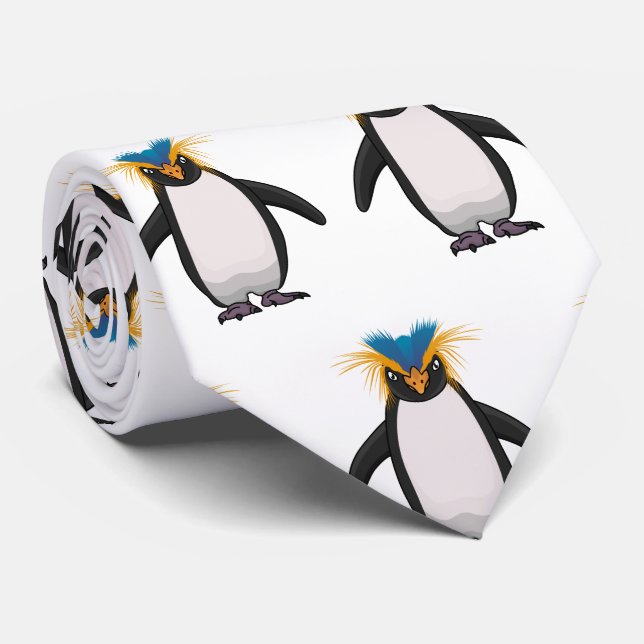 Niedliche Macaroni-Pinguin-Cartoon-Abbildung Krawatte (Gerollt)