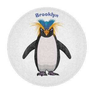 Niedliche Macaroni-Pinguin-Cartoon-Abbildung Schneidebrett