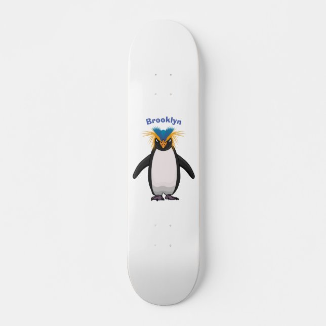 Niedliche Macaroni-Pinguin-Cartoon-Abbildung Skateboard (Vorne)